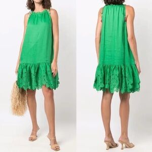 NWOT ZIMMERMANN Teddy Sleeves Dress In Green. Size 2/M